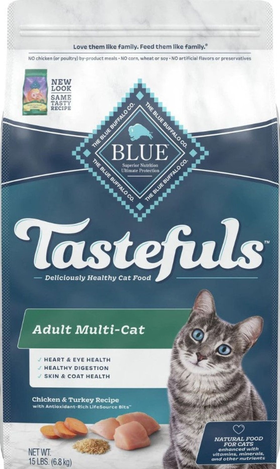 Cat Blue Buffalo Dry Food | Blue Buffalo Tastefuls Adult Multi-Cat Chicken & Turkey Recipe Dry Food