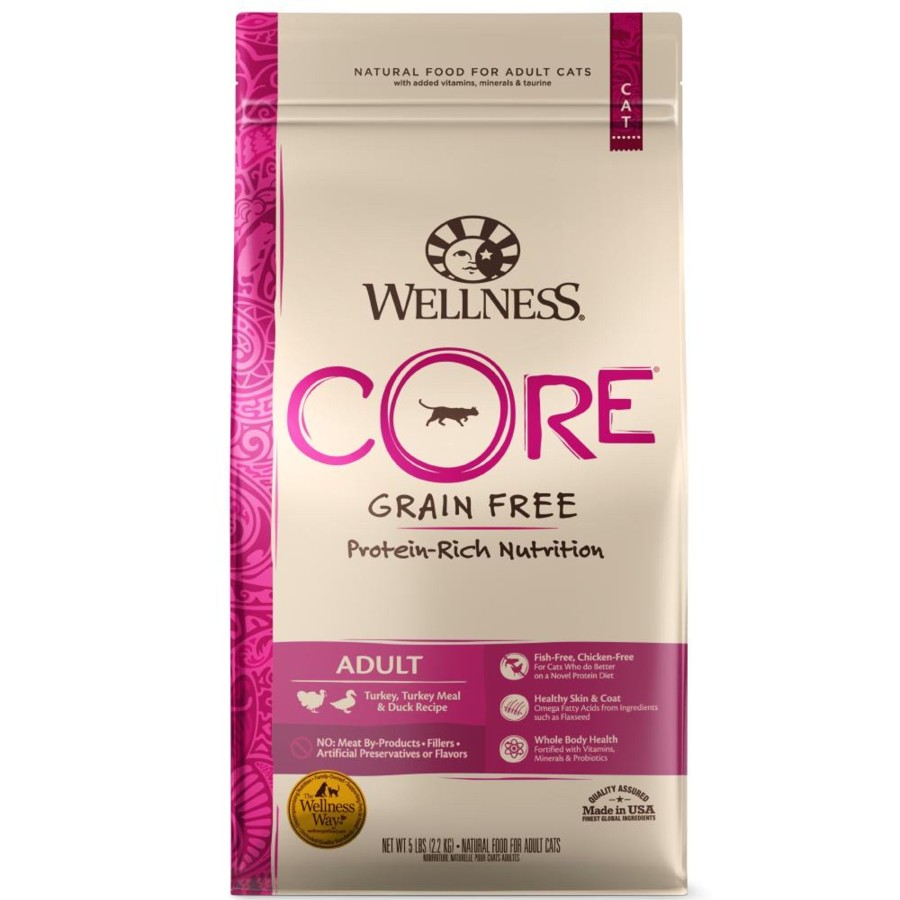 Cat Wellness Dry Food | Wellness Core Grain Free Natural Turkey, Turkey Meal, And Duck Dry Cat Food