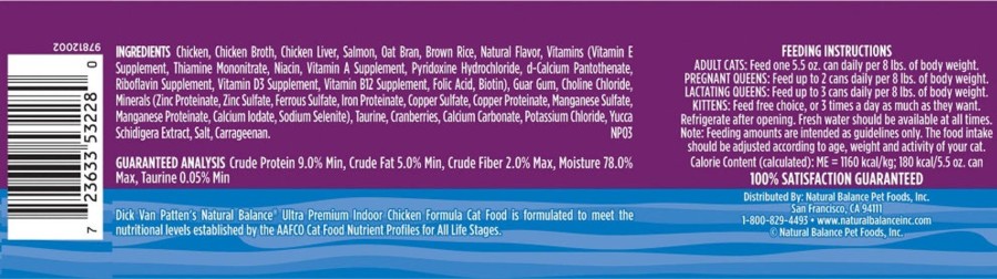 Cat Natural Balance Wet Food | Natural Balance Original Ultra Indoor Chicken Recipe Canned Wet Cat Food