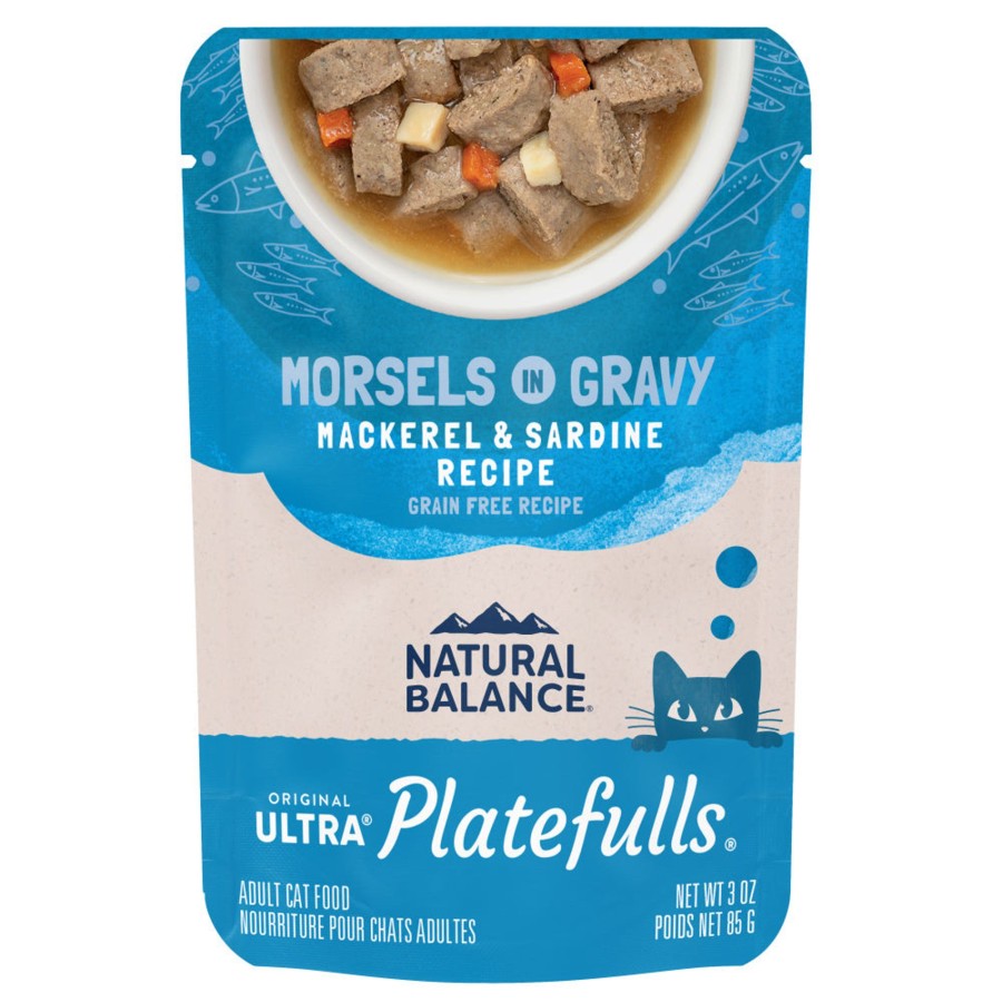 Cat Natural Balance Wet Food | Natural Balance Original Ultra Platefulls Mackerel & Sardine Recipe Morsels In Gravy Wet Cat Food Pouches