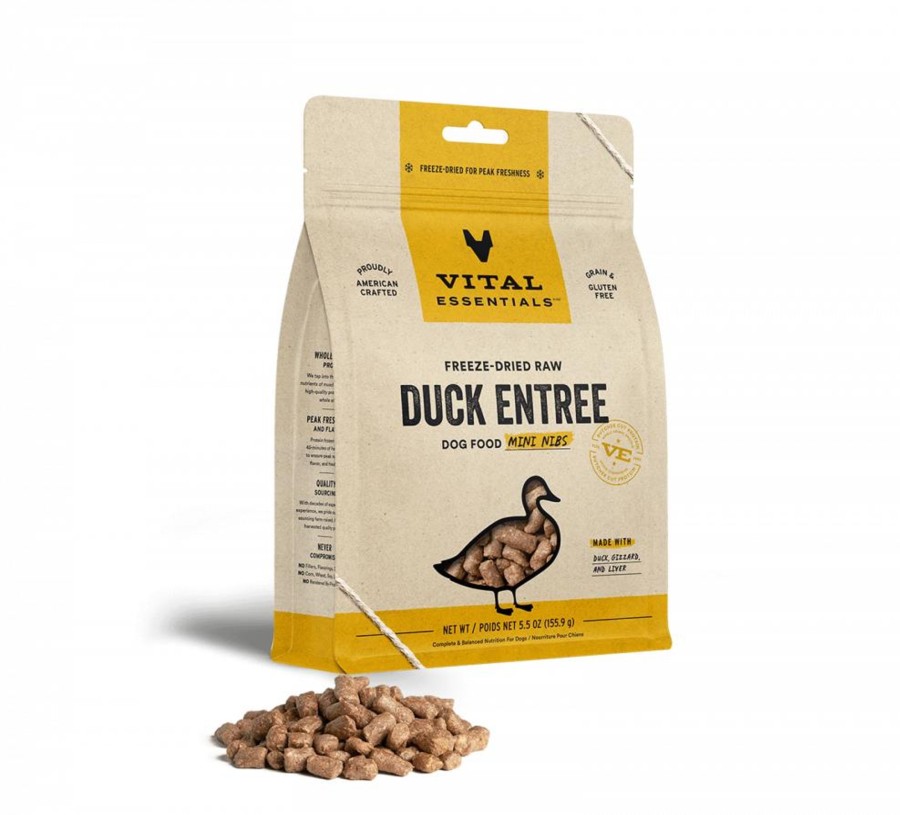 Dog Vital Essentials | Vital Essentials Freeze Dried Grain Free Duck Mini Nibs Entree For Dogs Food