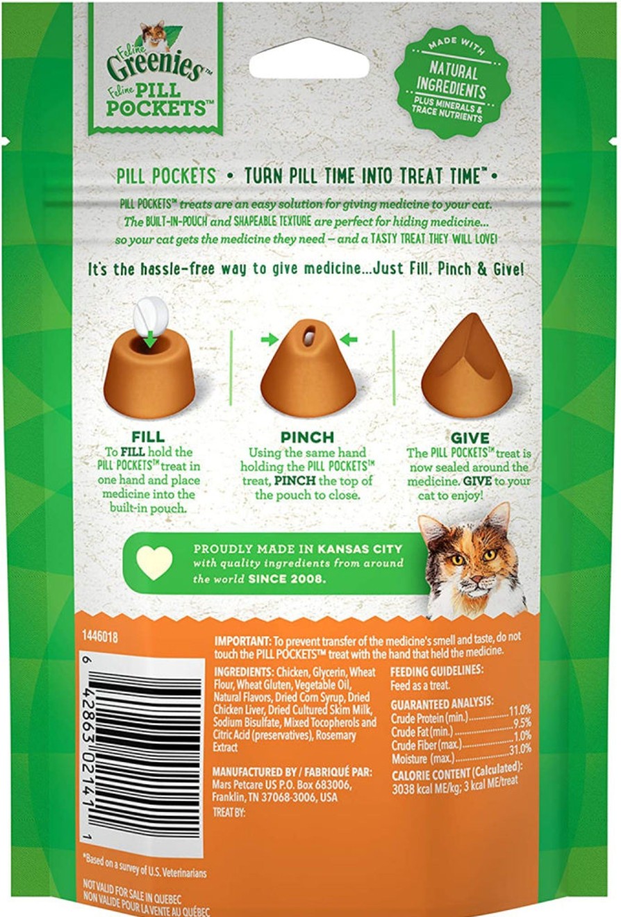 Cat Greenies | Greenies Pill Pockets Feline Chicken Flavor Cat Treats