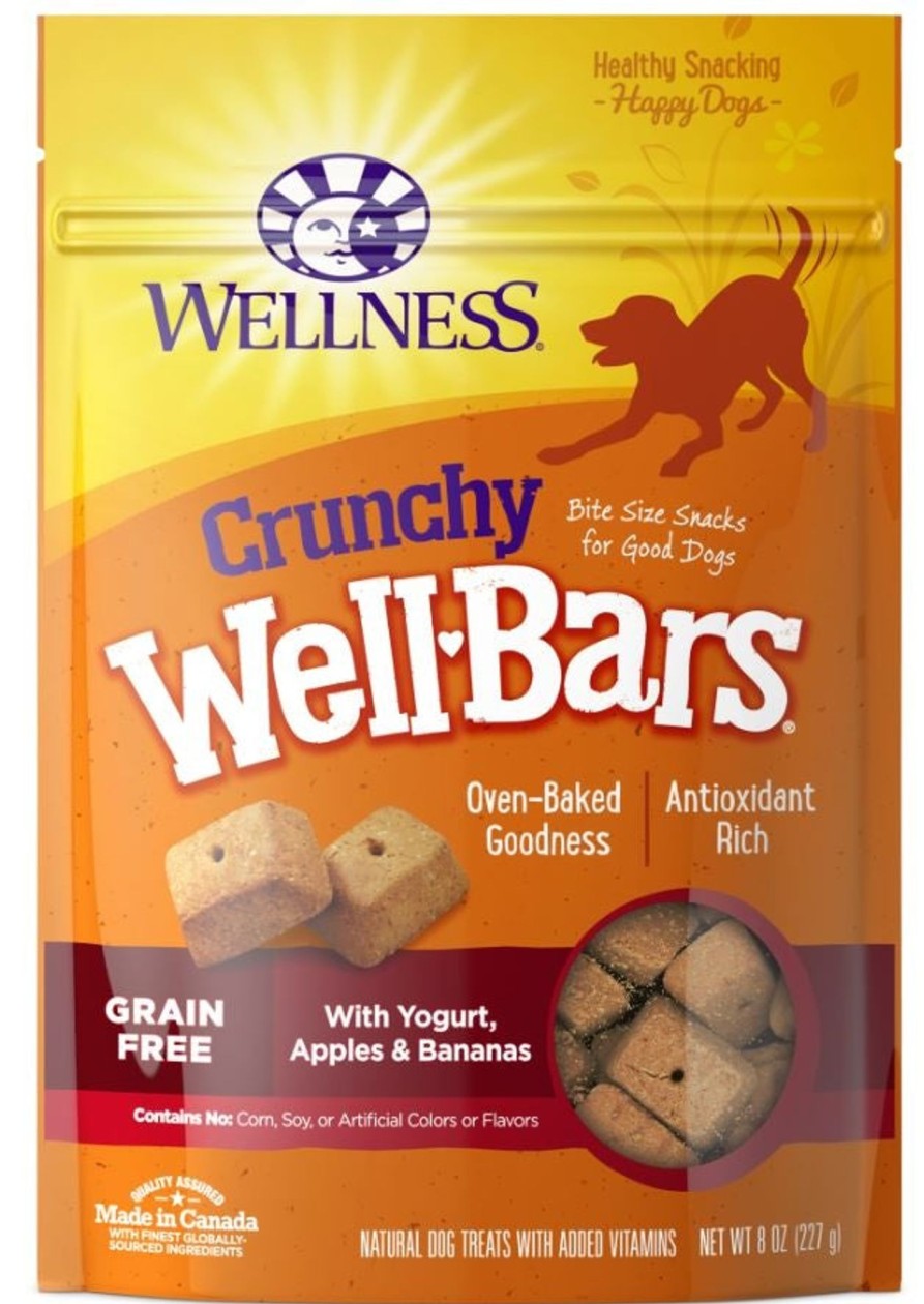 Dog Wellness | Wellness Natural Grain Free Wellbars Crunchy Yogurt, Apples And Bananas Recipe Dog Treats