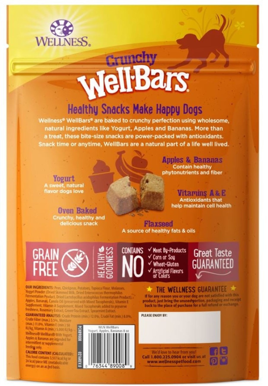 Dog Wellness | Wellness Natural Grain Free Wellbars Crunchy Yogurt, Apples And Bananas Recipe Dog Treats