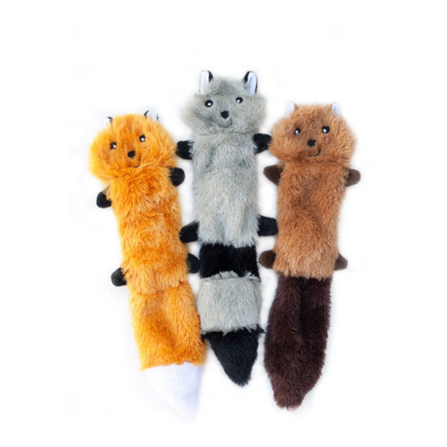 Dog ZippyPaws | Zippypaws Skinny Peltz Set Of 3 No Stuffing Plush Dog Toys