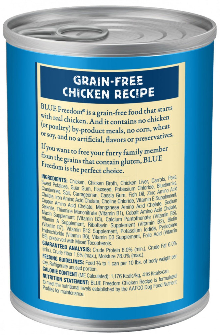 Dog Blue Buffalo Wet Food | Blue Buffalo Freedom Adult Grain-Free Chicken Recipe Canned Dog Food