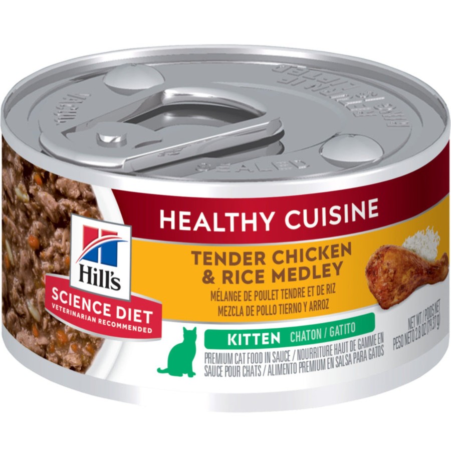 Cat Hill's Science Diet Wet Food | Hill'S Science Diet Kitten Healthy Cuisine Roasted Chicken & Rice Medley Canned Cat Food