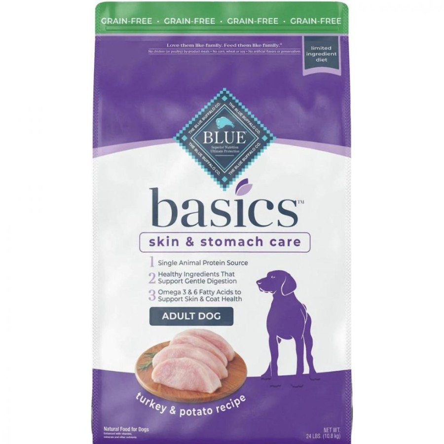 Dog Blue Buffalo Dry Food | Blue Buffalo Basics Adult Skin & Stomach Care Grain-Free Turkey & Potato Recipe Adult Dry Dog Food