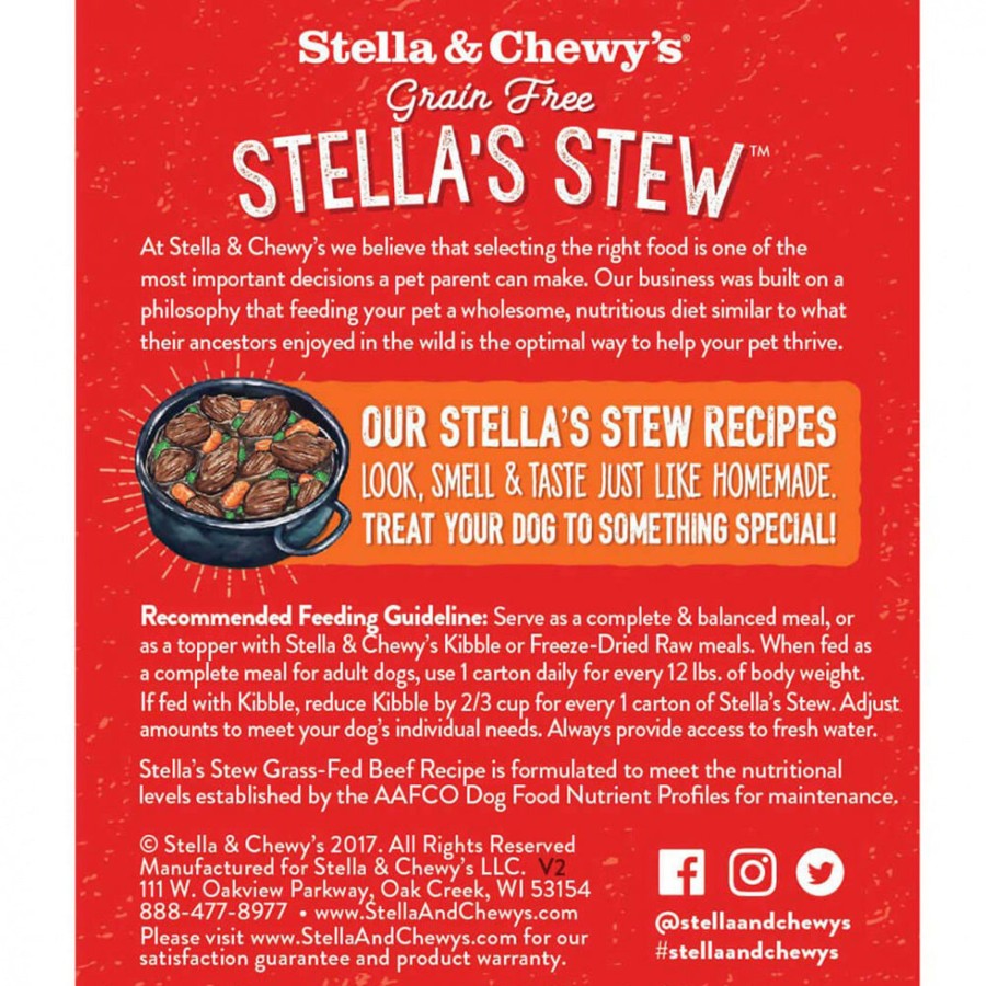 Dog Stella u0026 Chewy's Raw Natural Pet Food Wet Food | Stella & Chewy'S Stella'S Stew Grass Fed Beef Recipe Food Topper For Dogs