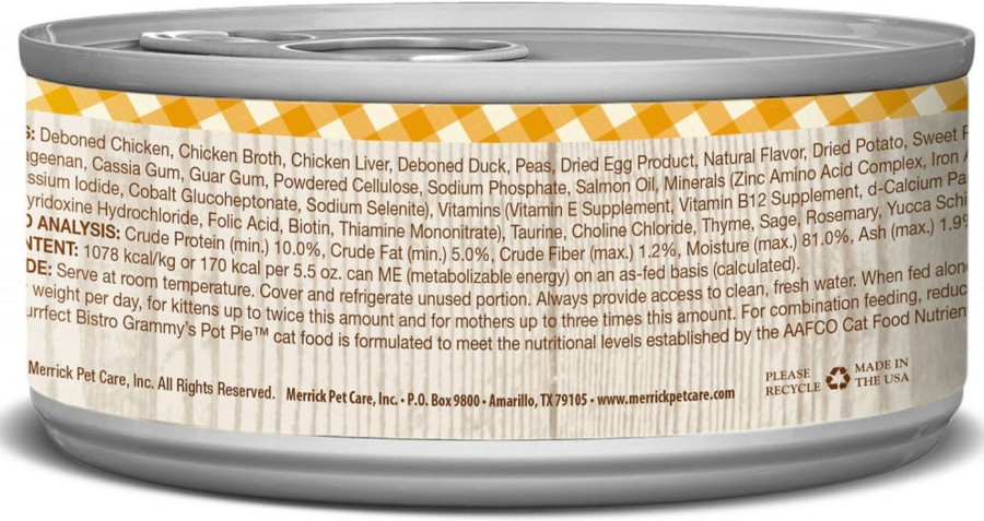 Cat Merrick Wet Food | Merrick Purrfect Bistro Grammy'S Pot Pie Grain Free Canned Cat Food