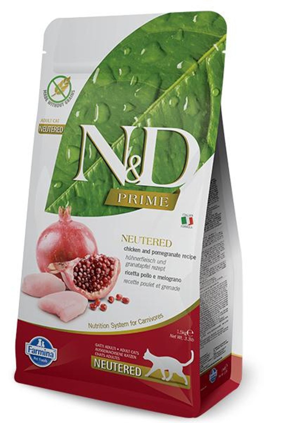 Cat Farmina Pet Foods Dry Food | Farmina Prime N&D Natural & Delicious Grain Free Chicken & Pomegranate Neutered Adult Dry Cat Food