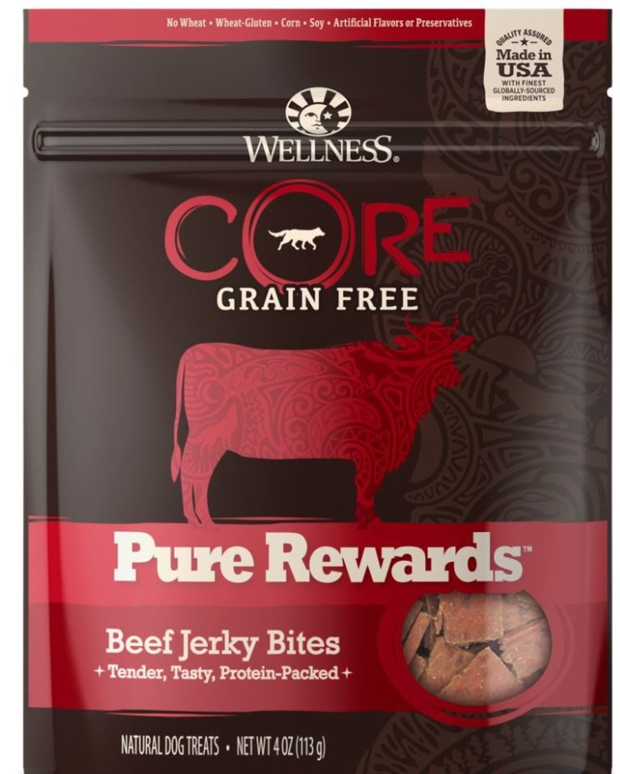 Dog Wellness | Wellness Core Natural Grain Free Pure Rewards Beef Recipe Jerky Bites Dog Treats