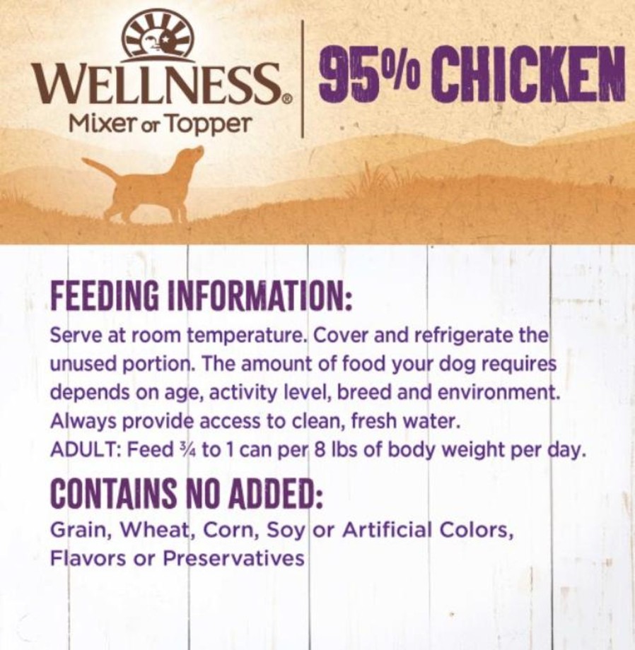 Dog Wellness Wet Food | Wellness Natural Grain Free 95% Chicken Recipe Adult Wet Canned Dog Food