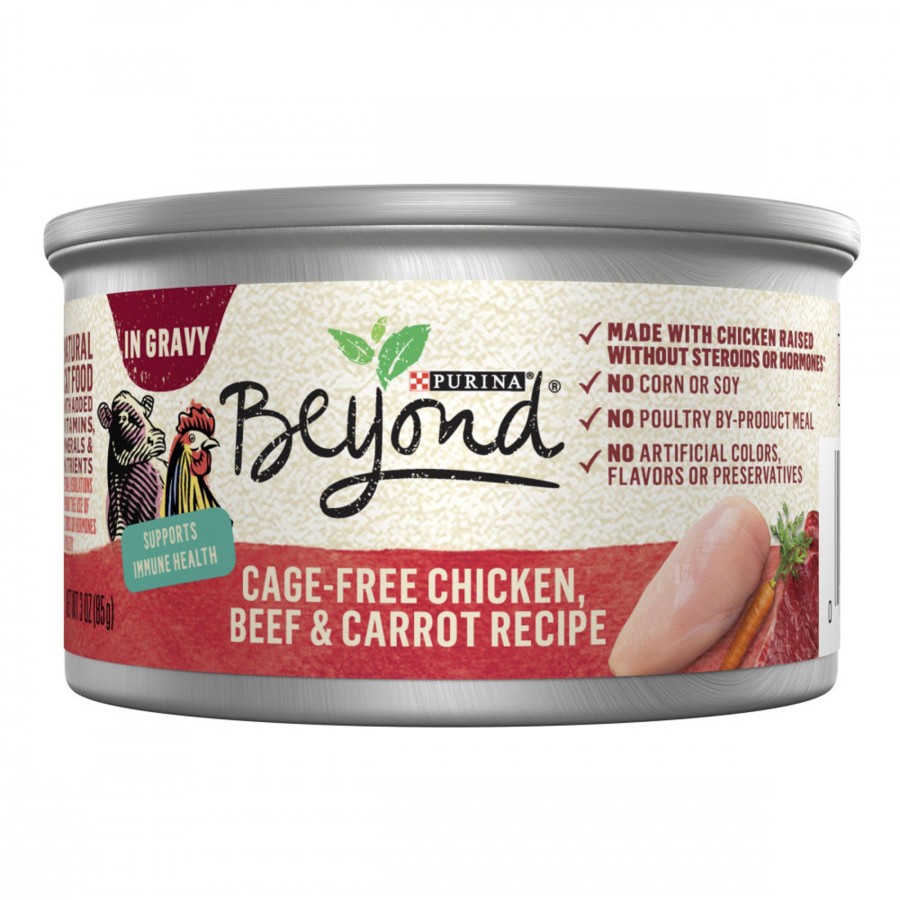 Cat Purina Beyond Wet Food | Purina Beyond Cage-Free Chicken, Beef & Carrot Recipe In Gravy Canned Cat Food