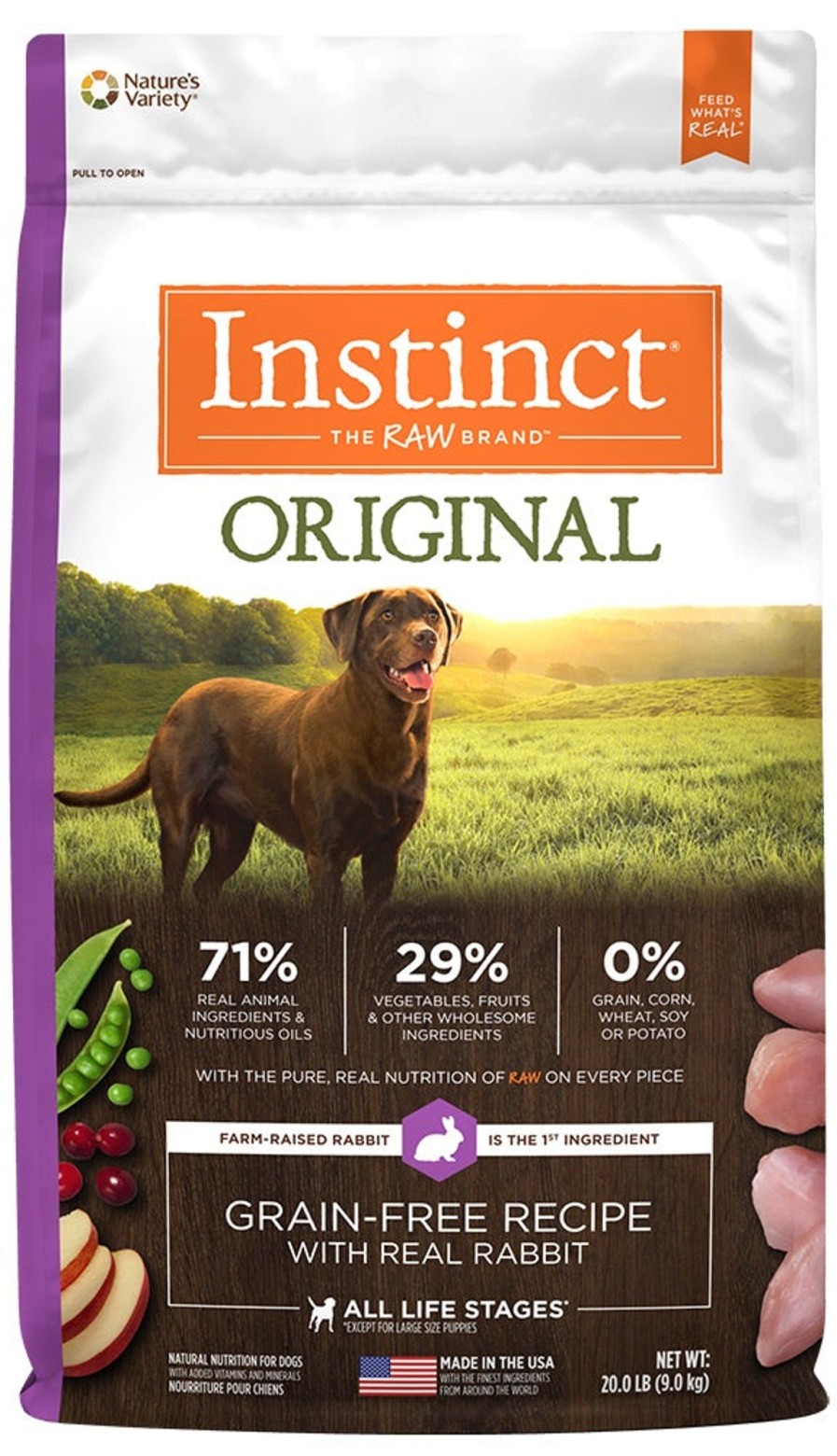 Dog Nature's Variety Dry Food | Instinct Original Grain Free Recipe With Real Rabbit Natural Dry Dog Food