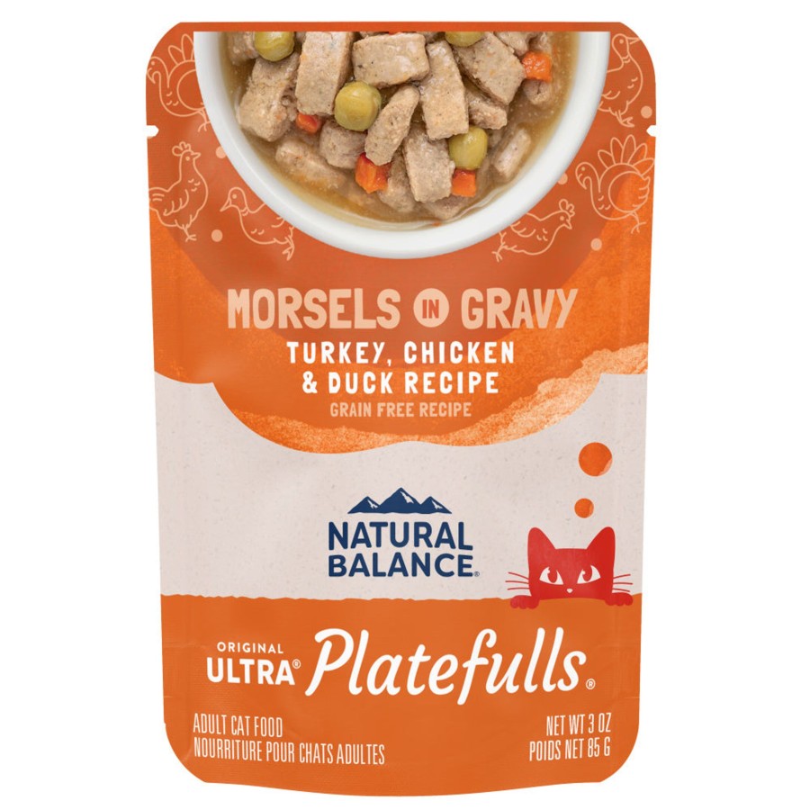 Cat Natural Balance Wet Food | Natural Balance Original Ultra Platefulls Turkey, Chicken, & Duck Recipe Morsels In Gravy Wet Cat Food Pouches