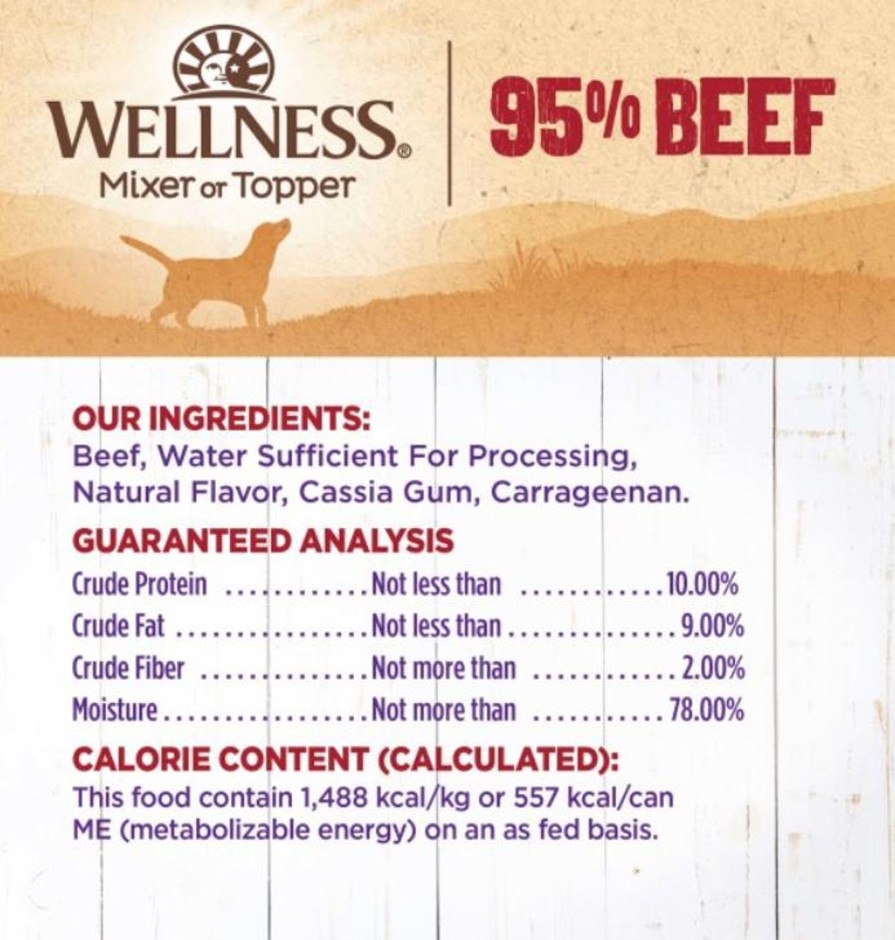 Dog Wellness Wet Food | Wellness Natural Grain Free 95% Beef Recipe Adult Wet Canned Dog Food