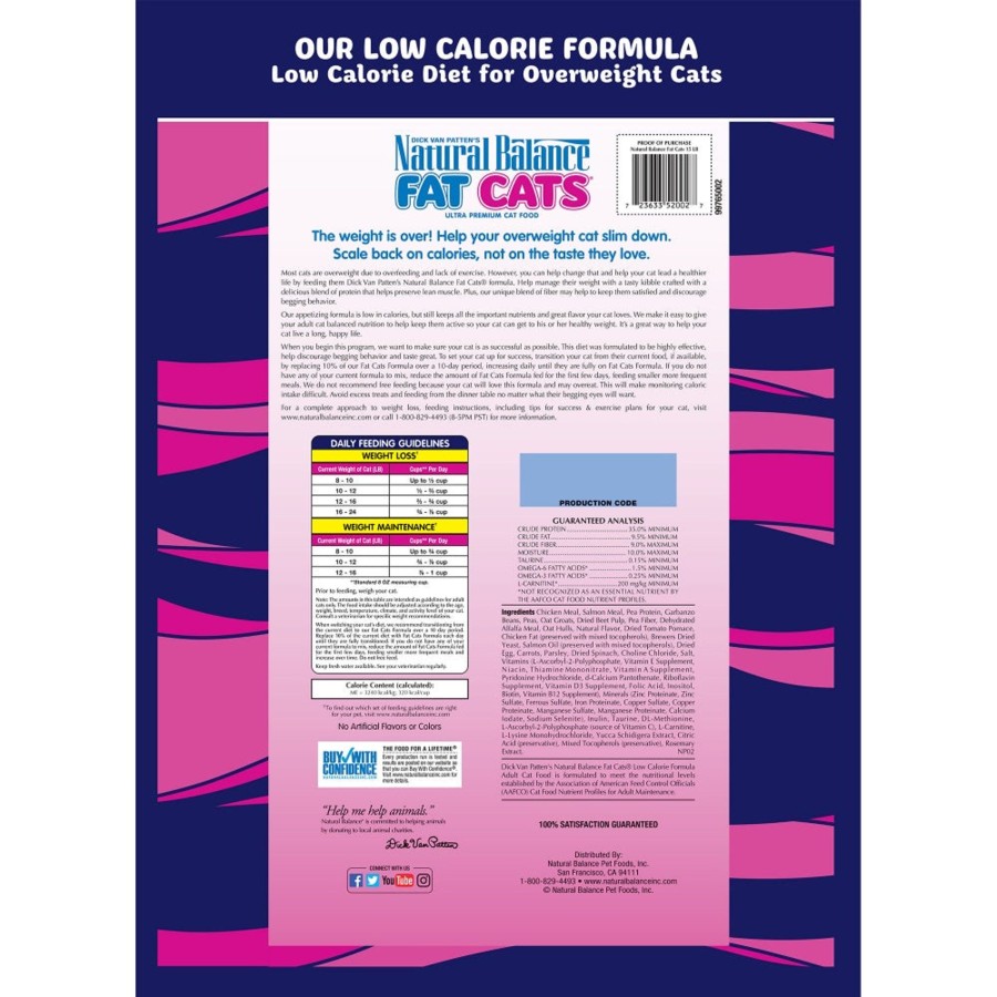 Cat Natural Balance Dry Food | Natural Balance Original Ultra Fat Cats Chicken Meal & Salmon Meal Recipe Dry Cat Food