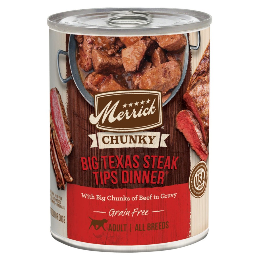 Dog Merrick Wet Food | Merrick Grain Free Big Texas Steak Tips Dinner Canned Dog Food