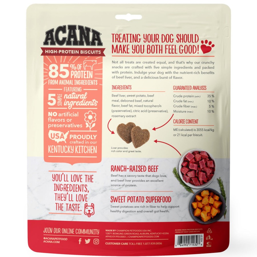 Dog ACANA | Acana Crunchy Biscuits High-Protein Beef Liver Recipe Dog Treats