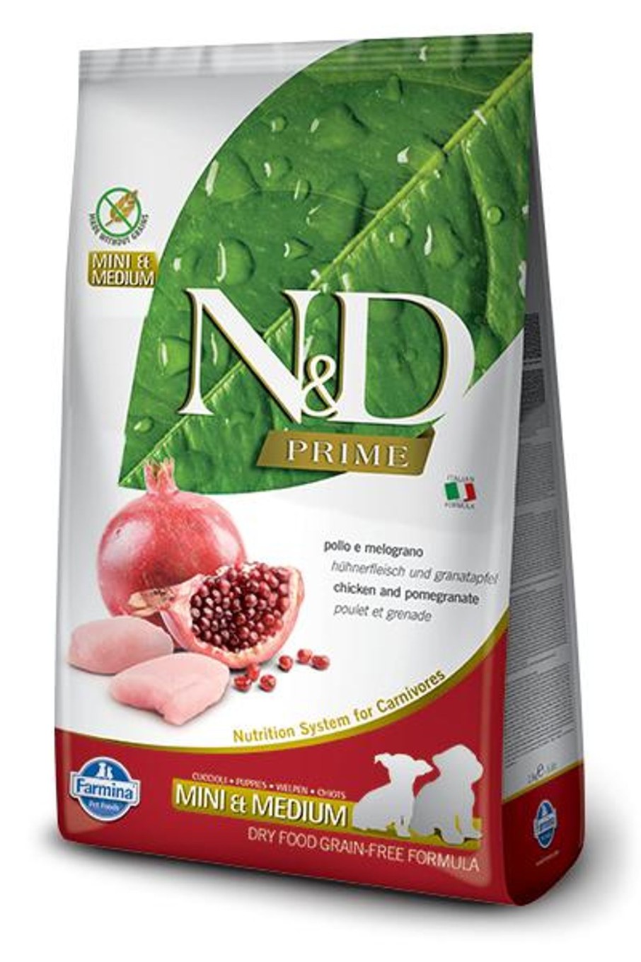 Dog Farmina Pet Foods | Farmina N&D Prime Natural & Delicious Grain Free Mini & Medium Puppy Chicken & Pomegranate Dry Dog Food