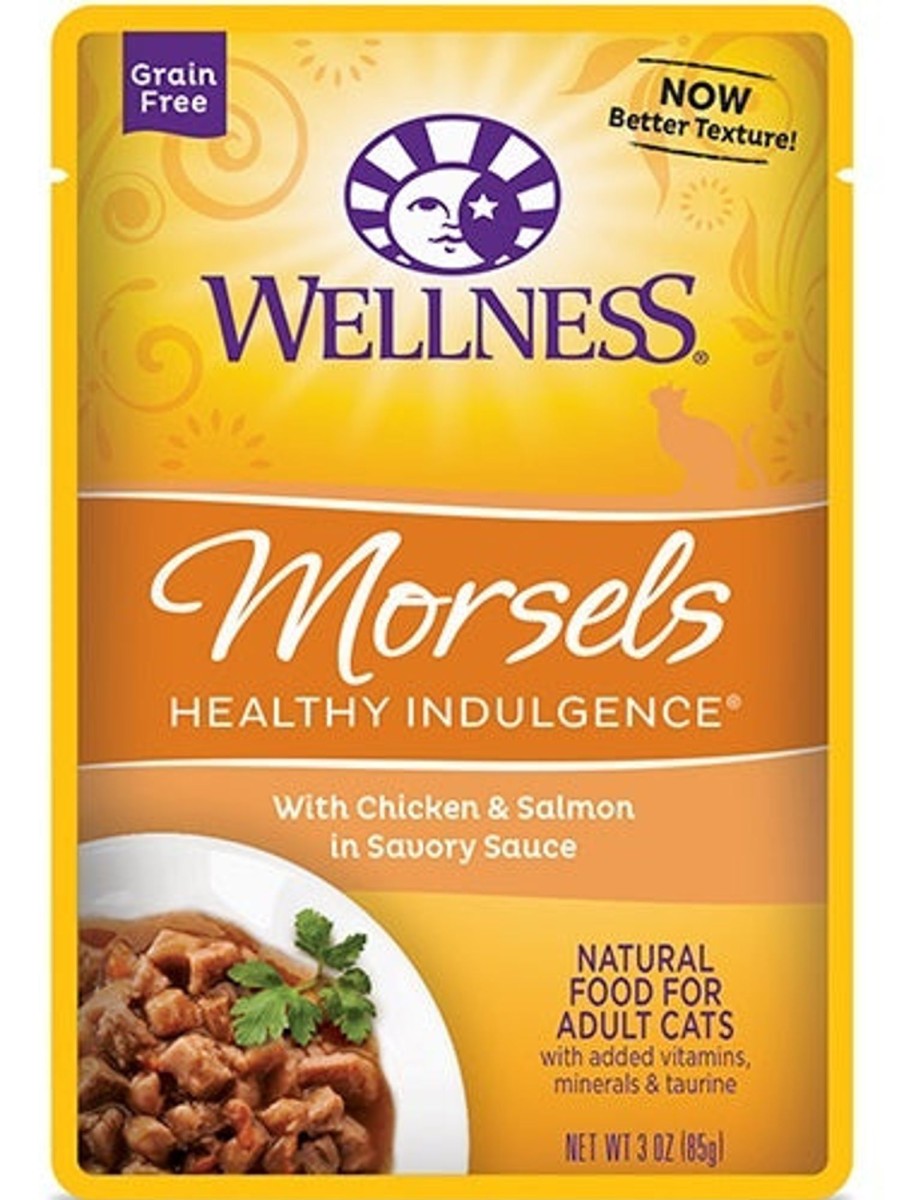 Cat Wellness Wet Food | Wellness Healthy Indulgence Natural Grain Free Morsels With Chicken And Salmon In Savory Sauce Cat Food Pouch