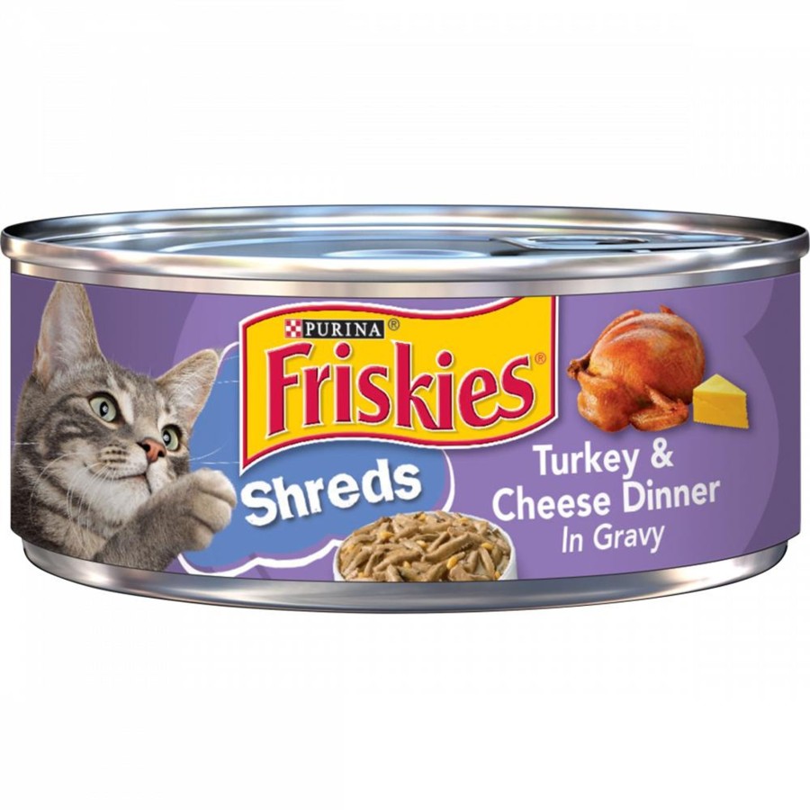 Cat Friskies Wet Food | Friskies Savory Shreds Turkey And Cheese Dinner In Gravy Canned Cat Food