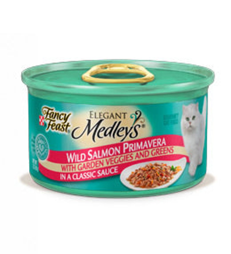 Cat Fancy Feast Wet Food | Fancy Feast Elegant Medleys Salmon Primavera Canned Cat Food