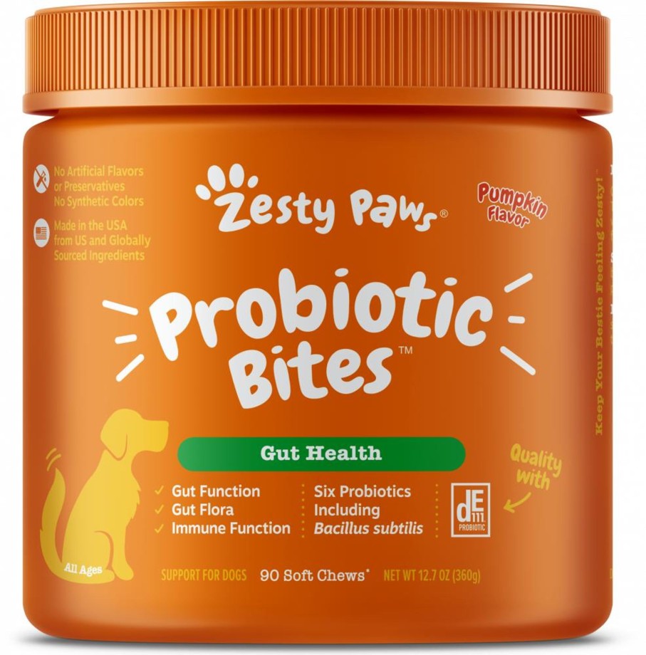 Dog Zesty Paws | Zesty Paws Probiotic Bites With Digestive Enzymes Pumpkin Soft Chews For Dogs